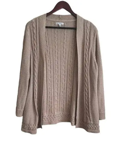 Croft & Barrow  Open Cardigan Women Sweater XL Tan Crochet Open Knit Neutral