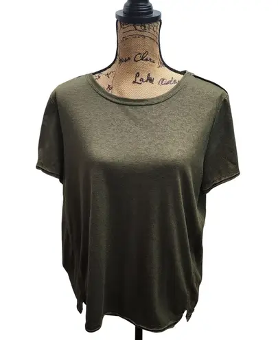 Democracy Olive Green Short Sleeve Crew Neck T-Shirt Womens Large
