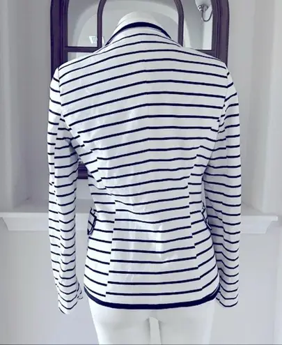 Stradivarius Blazer Striped Cotton Jacket White & Black Size M NWT