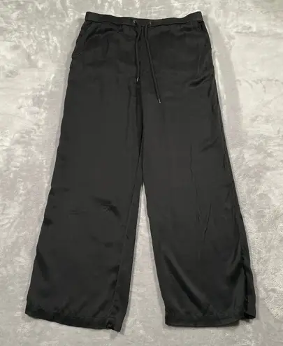 James Perse Pants 4 XL Black Satin Wide Leg Evening Dressy Drawstring Silky
