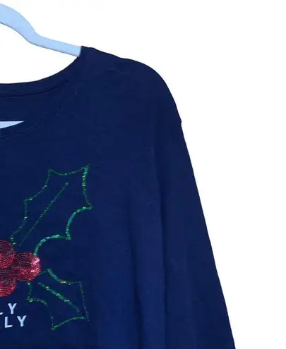 kim rogers Size 1X Multicolor Mistletoe Holly Jolly Graphic Perfectly Soft Top