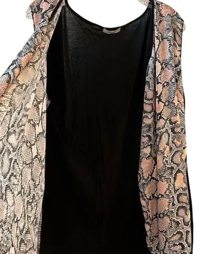 Halo Women's Kimono Cardigan Blouse S Multicolor Animal Print Casual Black