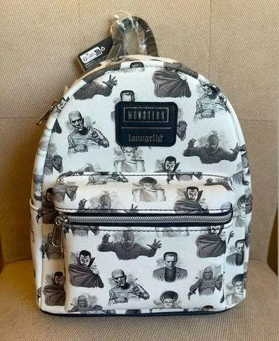 Lounge Fly Universal Monsters Icons Mini Backpack Frankenstein/Bride, Dracula NWT
