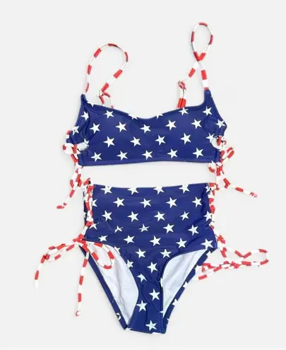 California Waves Blue and White Bikini with Star Pattern