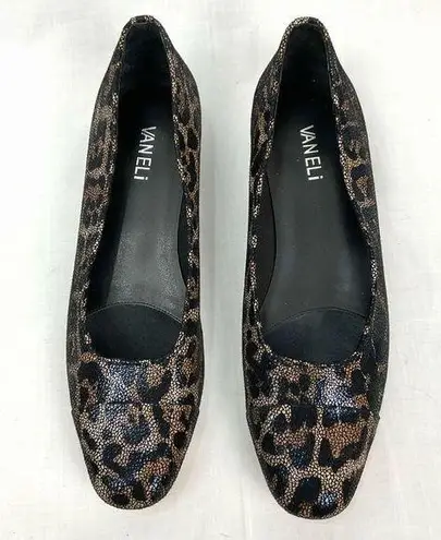 VANELI Leopard Print Leather Flats Frankie Sz 9.5 Slip On Shoes Animal Print Black