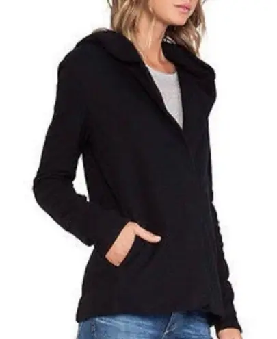 James Perse | Black Asymmetrical Zip Hooded Sweatshirt Jacket Hoodie | Size 2