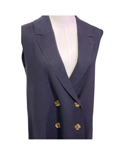 Marled Black Sleeveless Knit Double Breasted Blazer Vest Size M EUC Size M