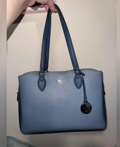 Furla Minerva Blue Leather Tote with Sophisticated Design