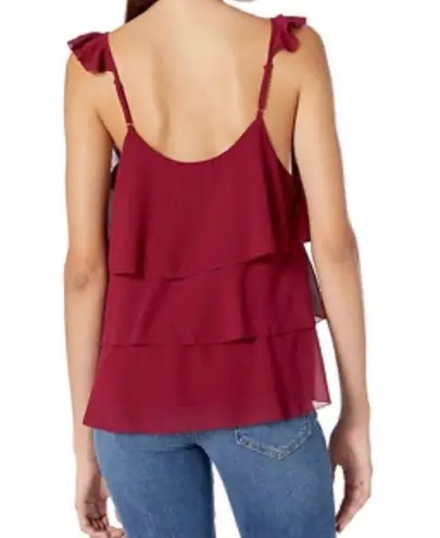 Cupcakes and Cashmere Women’s  Burgundy Layered Flutter Sleeve tank top