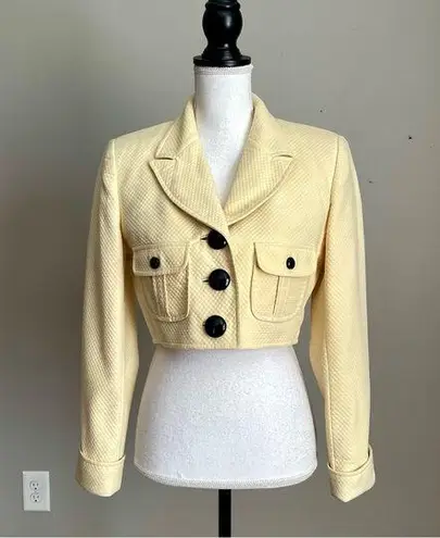 RICKIE FREEMAN FOR TERIJON | Vintage Yellow Cropped Textured Blazer Jack… Size 2