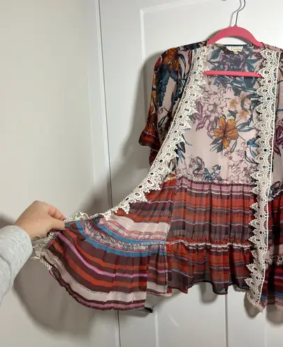 Tru Self Medium/large lace sheer kimono cardigan duster jacket