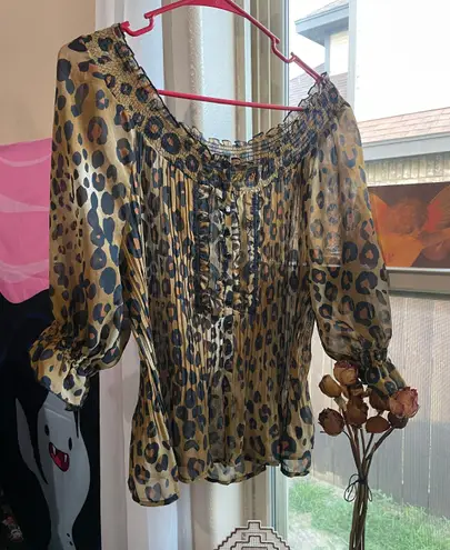 Women’s Y2K animal print sheer top Brown