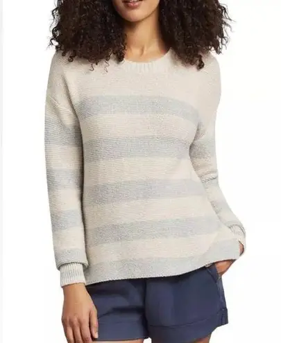Faherty Ojai Cotton Blend Sweater in Nautical Stripe Gray