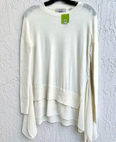 ALLSAINTS Long Sleeve Knit Libby Contrast Hem Sweater Cream Women's Size Small