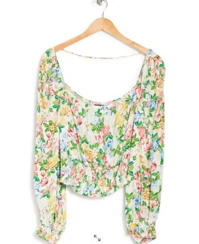 Nordstrom NWT AFRM X  Soph Floral Long Sleeve Smocked Crop Top