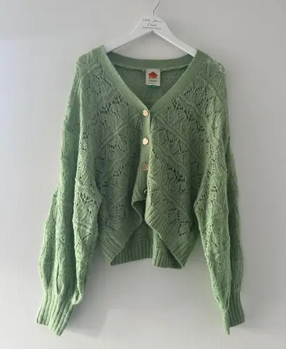 Farm Rio Green Textured Knit Cardigan M