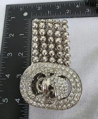 Boutique Statement Silver Pirate Skull Stretch Bracelet