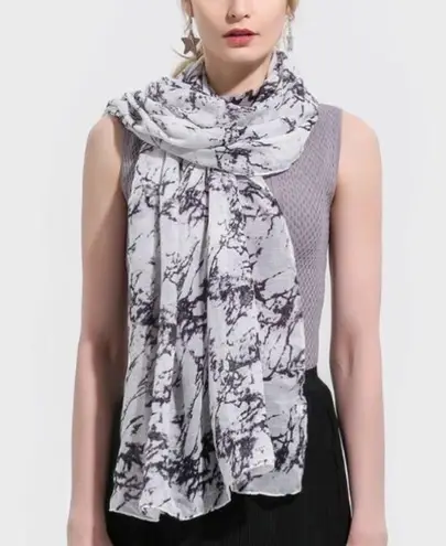 Marble Print Scarf Wrap Scarves Sheer Thin New Black White
