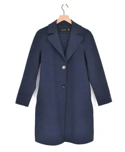 Tahari Double Face Wool Blend Two Button Coat Single Breasted in Navy Women's S