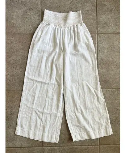 Beau Dawson Large Petite Ivory Flowy Beach Lounge Wide Leg Crop Pants Size undefined