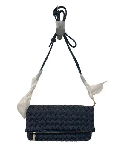 Sole Society Nwt Woven Crossbody Bag Blue Foldover Zip Chain Shoulder Small