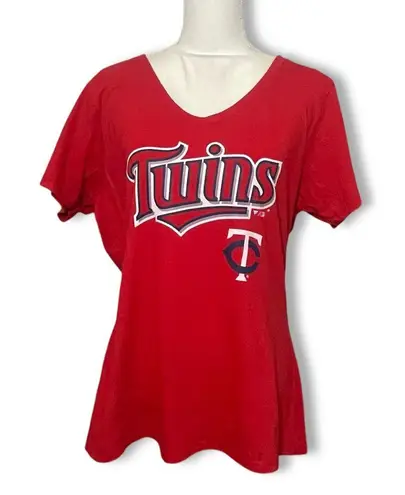Fanatics NWOT Minnesota Twins TC Red V-Neck Tee T-Shirt Top Short Sleeve New Womens XL