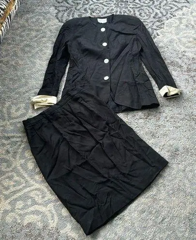 Vintage Daniel Niveau Two Piece Skirt Set Black White 12