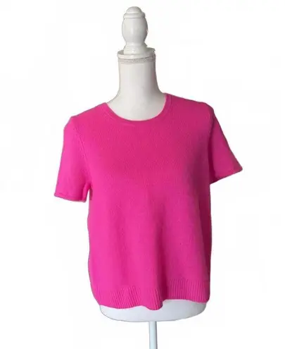 New Bloomingdale’s Short Sleeve Knit Cashmere Top, Large Pink