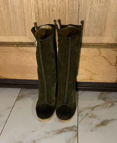 Vero Cuoio WOMENS leather boots olive green size 39.5