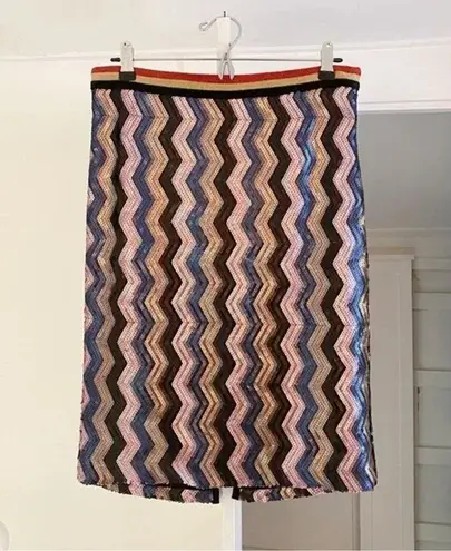 Le Superbe Sundowner Sequined Chevron Pencil Skirt in Multi Rose NWT Size 8 $345 Multiple