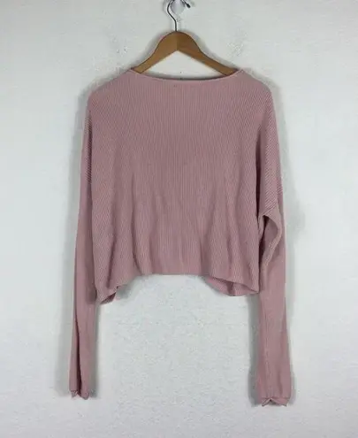 Lovers + Friends  Spring Twist Sweater Dusty Rose Plunge Front Womens Small