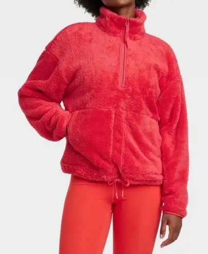 All In Motion Women’s High Pile Fleece 1/2 Zip Pullover -  Coral Lava Large New - Image 1