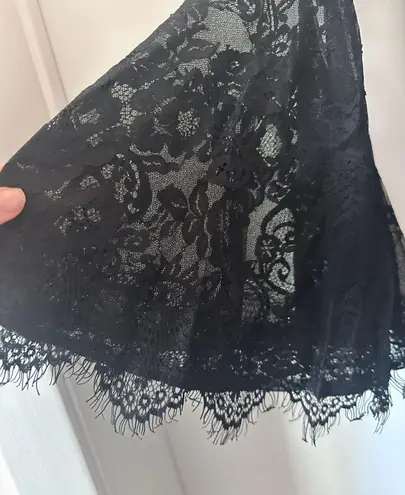 Cinderella Divine NWT Black Chantilly lace embellished bell sleeve long formal dress evening gown