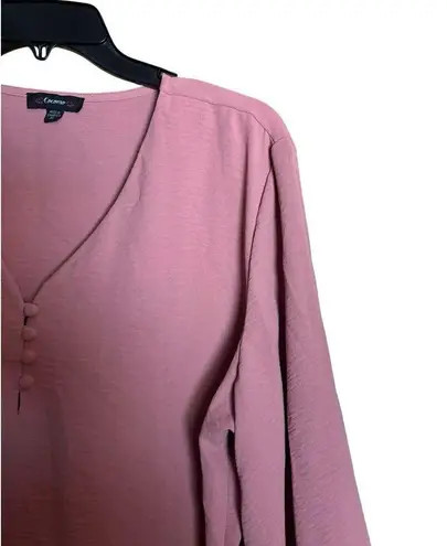 Cocomo Top Womens Extra Large XL Pink Smocked Sleeves Popover Long Sleeve Blouse