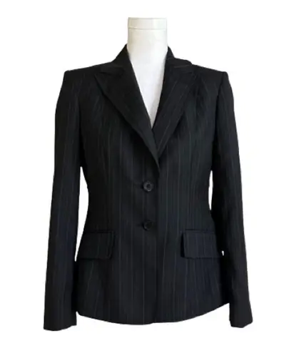 Anne Klein  Suit Black Pinstripe 2 Button Closure Career Blazer Jacket Size 4P