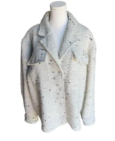 ANINE BING - NWT Cream Oversized Tweed Wool Blend Teddy Jacket Sz L