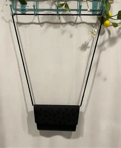 Whiting & Davis Vintage 70’s-80’s Saks Fifth Ave black silk geometric envelope crossbody bag