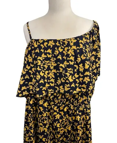 Indulge Women's Dress 3X Black Yellow Butterfly Print