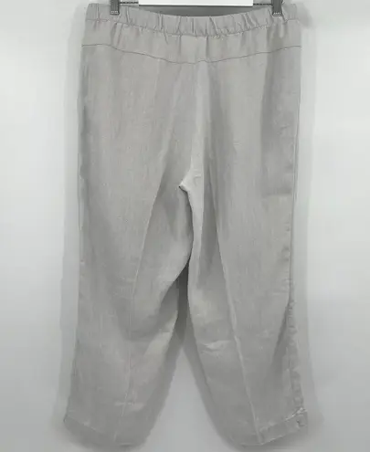 J.Jill  Pure 100% Linen Drawstring Waist Cropped Pants French Gray Size Medium