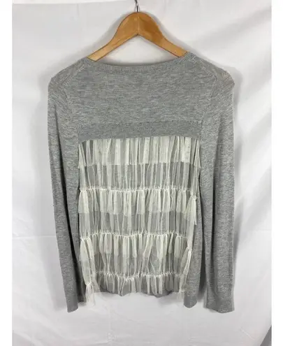 Chelsea28 Ruffle Back Tulle Pullover Sweater Cashmere Blend size small