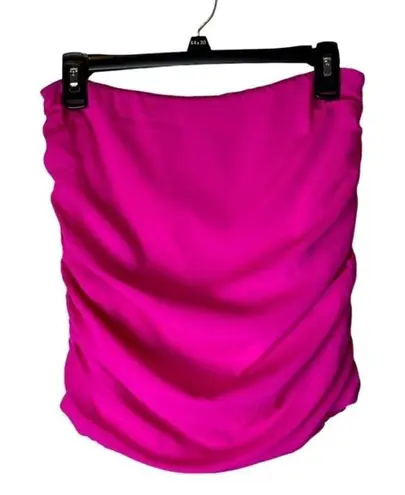 Jay Godfrey Hot Pink Silk Ruched Gathered Sides Mini Skirt Size 4