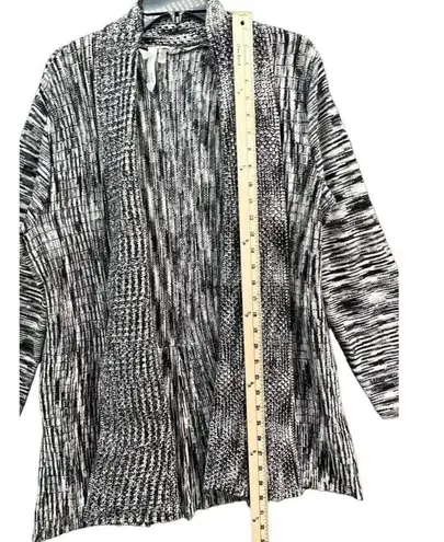 Ny Collection Cardigan Women XL Black White Tunic Knit Sweater Open Front Layers