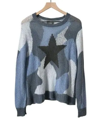 Wooden Ships Blue Camo Star Mohair Wool Blend Sweater Size Small/Medium