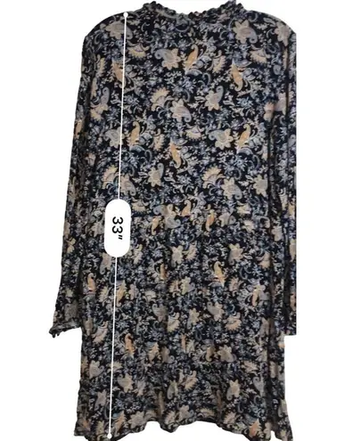 Hem & Thread Black Paisley Boho Long Sleeve Dress Size L