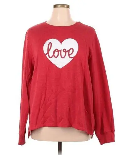Positivitees Sweatshirt Love Heart Red White Size XL