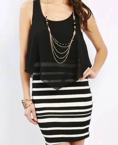 Love j 🪩 Striped Body-con Dress w/ chiffon top🪩 ~large