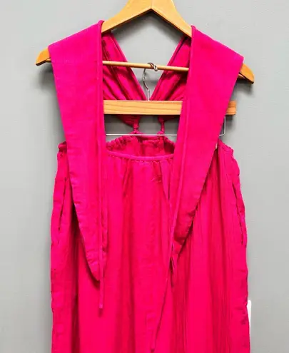 Mara Hoffman Laila halterneck midi dress in raspberry pink M