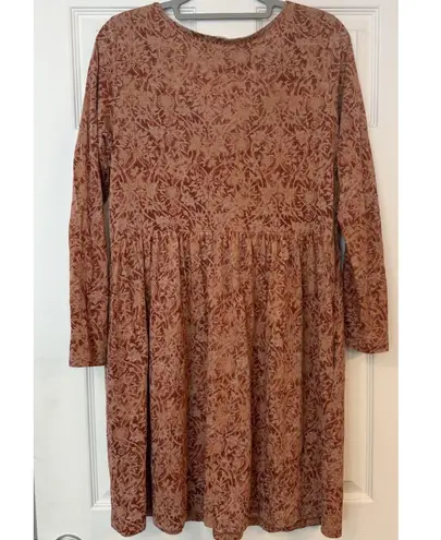 Peruvian Connection Tunic Dress Sz MED Brown Lightweight Pima Cotton Autumncore