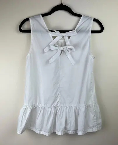 J.Crew  Bow-Back Peplum Tank Top White XXS Preppy Work Profession Business Casual