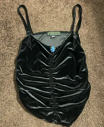 Scene black velvet spaghetti strap tank top 9/10